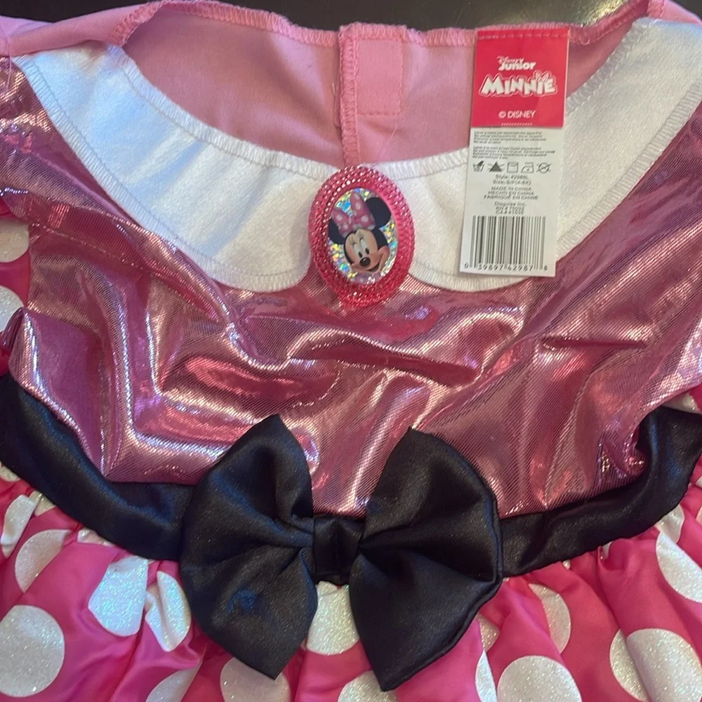 Disney Jr. Minnie mouse Pink Polka Dot Dress costume with Bow 4 - 6x